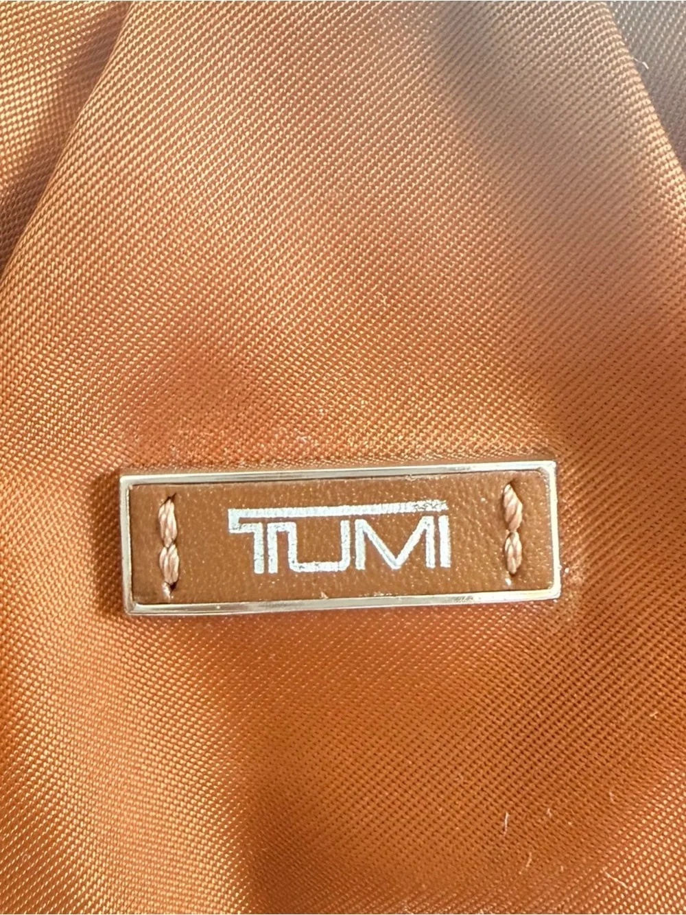 TUMI Nylon Wristlet Pouch Cosmetic Bag Travel Organizer Brown Leather Trim